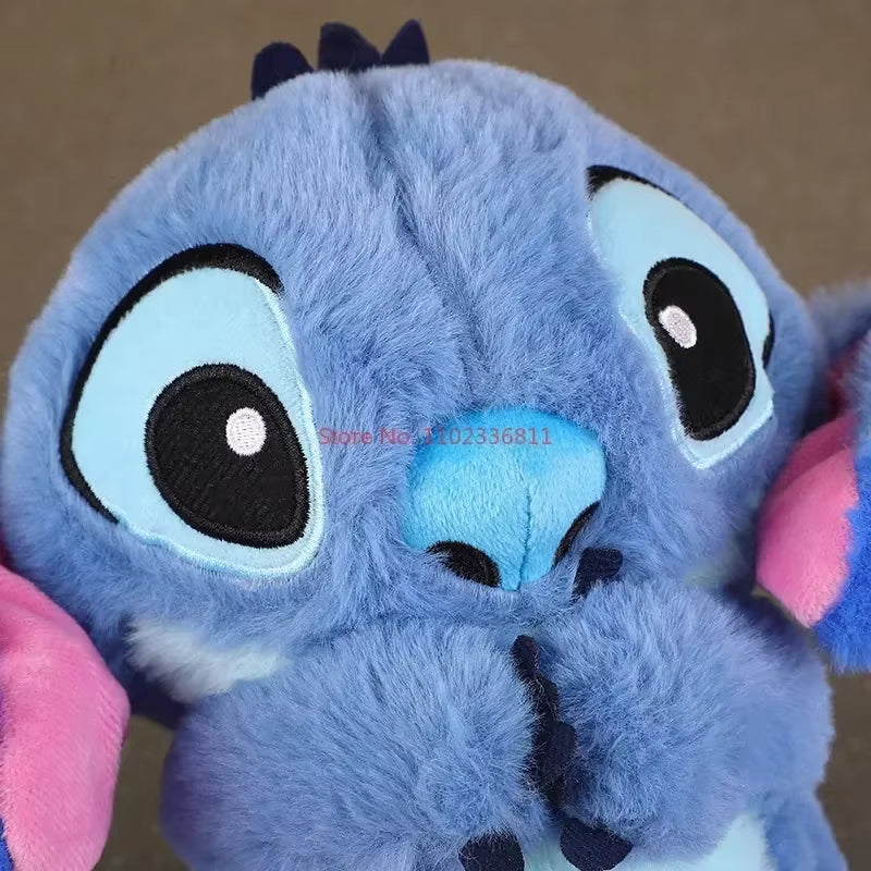 28Cm  Stitch Angel Anime Plush Doll with Lighting Music Airbag Kawaii Appease Toy Baby to Soothe Sleep Peluche Kids Gift