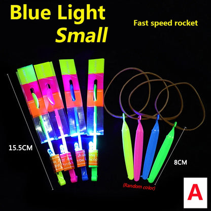 New 50/30/10/5/1Pc Amazing Light Toy Arrow Rocket Helicopter Flying Toy LED Light Toys Party Fun Gifts Rubber Band Catapult