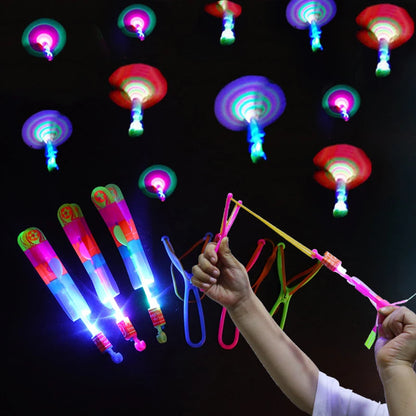 New 50/30/10/5/1Pc Amazing Light Toy Arrow Rocket Helicopter Flying Toy LED Light Toys Party Fun Gifts Rubber Band Catapult