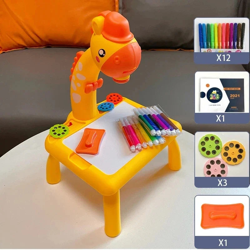 Kids Led Projector Drawing Table Toy Art Drawing Board Painting Set Portable Educational Learning Tools Painting Toys Gifts