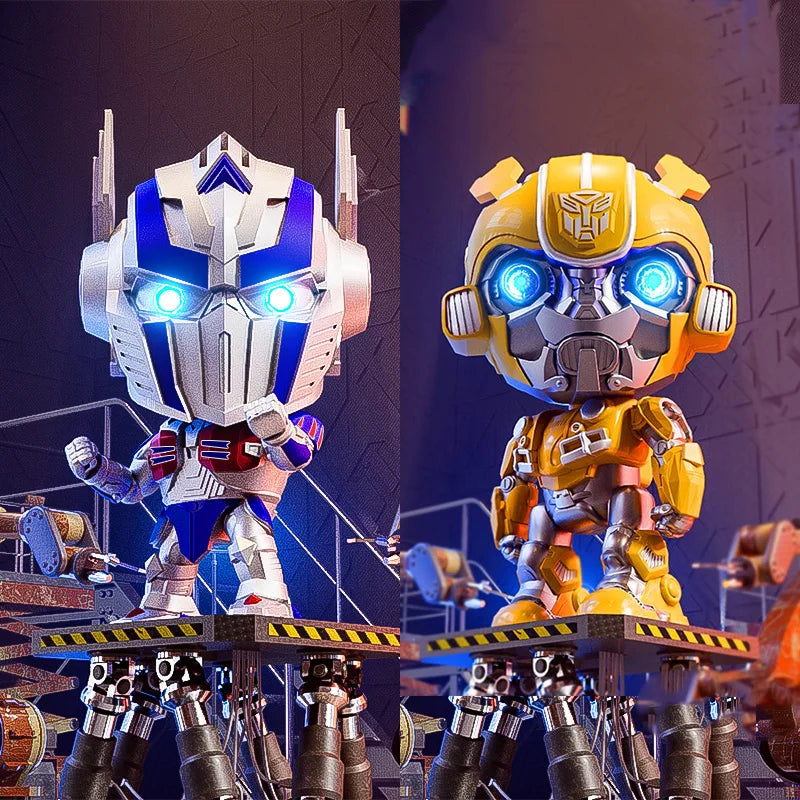 Transformation Robot Toy 10Cm Acousto-Optic Bumblebee Optimus Prime Action Figure Collection Model Toys Gifts for Children