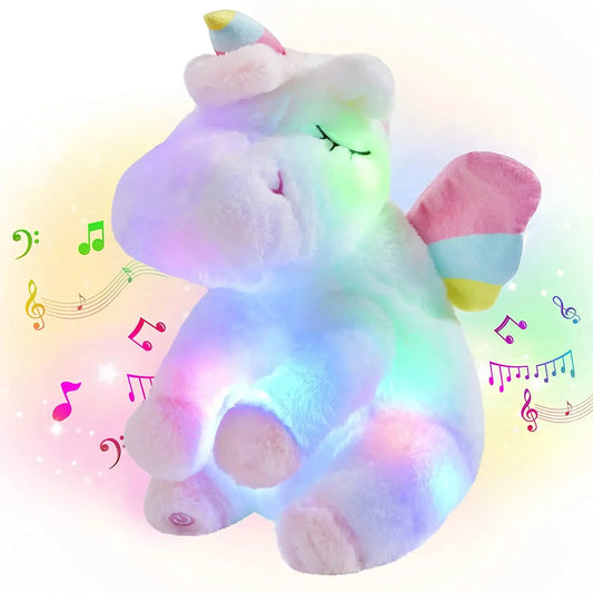 30Cm LED Light Musical Unicorn Plush Toys Soft Cute Green Pink Light-Up Stuffed Animals for Girls Birthday Gift Glowing Toy