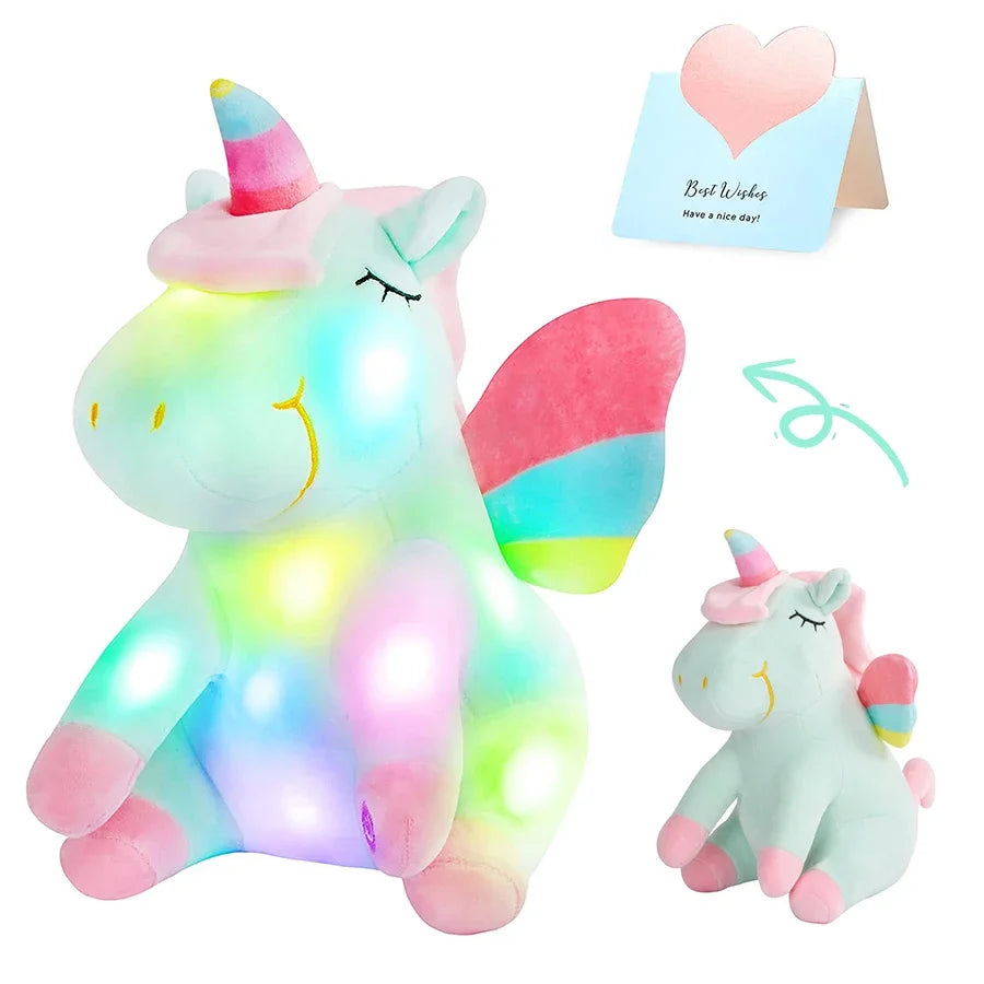 30Cm LED Light Musical Unicorn Plush Toys Soft Cute Green Pink Light-Up Stuffed Animals for Girls Birthday Gift Glowing Toy