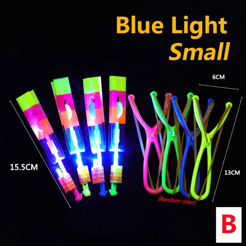 New 50/30/10/5/1Pc Amazing Light Toy Arrow Rocket Helicopter Flying Toy LED Light Toys Party Fun Gifts Rubber Band Catapult