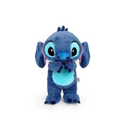 28Cm  Stitch Angel Anime Plush Doll with Lighting Music Airbag Kawaii Appease Toy Baby to Soothe Sleep Peluche Kids Gift